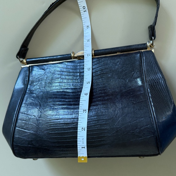 Vintage, 50’s, 60s, black, lizard skin bag, rockabilly, handbag. - Picture 9 of 11